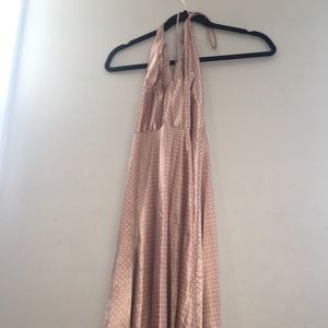 Satin Polka Dot Halter Dress